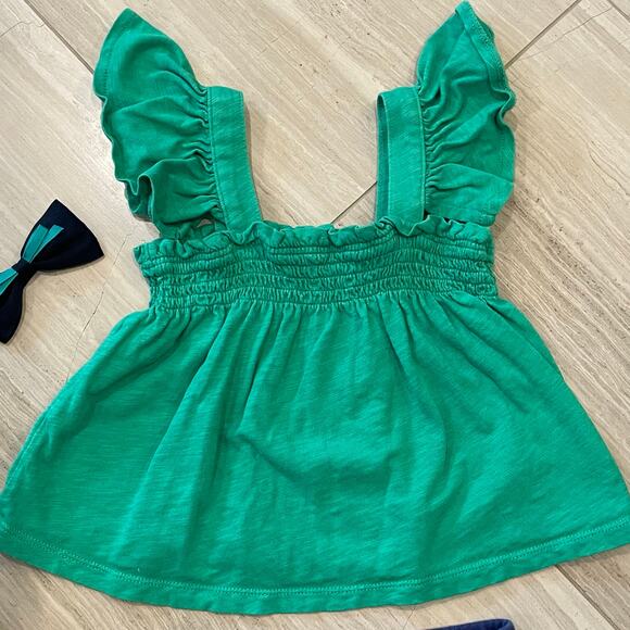 Crewcuts Janie and Jack Matching Set with Bow Eyelet Ruffle St Patty Green 5T - Picture 2 of 11